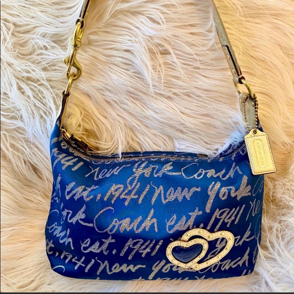 Coach Poppy Lurex Signature Script Shoulder Bag